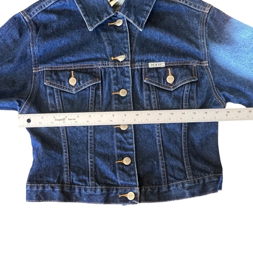Vintage Star Blue Women's Denim Jean Jacket Size M Long Sleeve Logo Buttons - Picture 5 of 12
